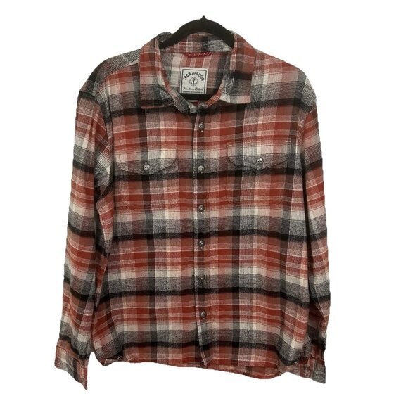 Iron and Resin Red Soda L Brushed Cotton Flannel 2 Pocket Shirt Plaid Button Up - Picture 2 of 12